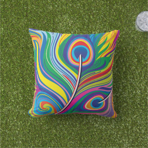 Coussin Plumes de paon Art Abstrait