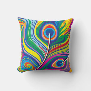 Coussin Plumes de paon Art Abstrait