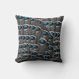 Coussin Plumes de paon gris