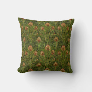 Coussin Plumes de paon vert