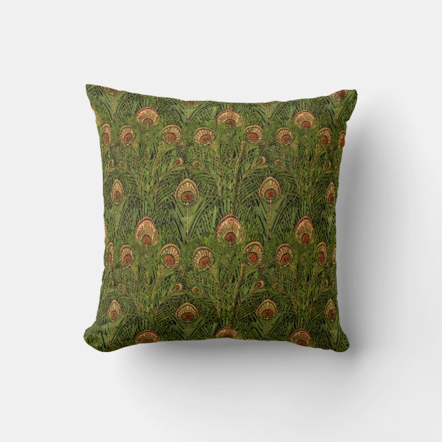 Coussin Plumes de paon vert (Recto)