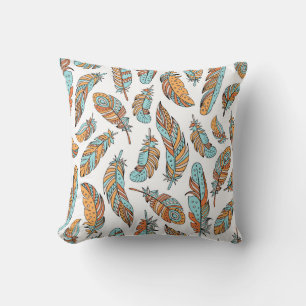 Coussin Plumes décoratives : Art Vintage dessiné à la main