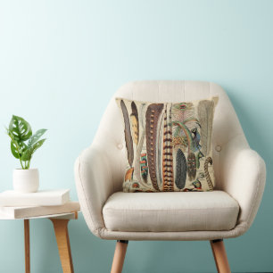 Coussin Plumes d'oiseaux sauvages Antique
