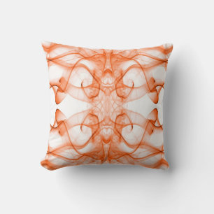 Coussin Plumes d'orange fumée sur blanc