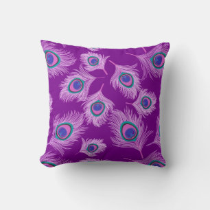 Coussin Plumes d'orchidée Peacock sur Amethyst violet