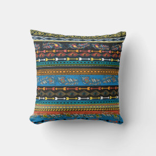 Coussin Plumes ethniques : Broderie Boho Chic