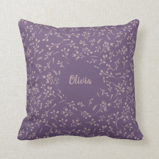 Coussin Plumes Feuille de tulipe violet personnalisé Motif