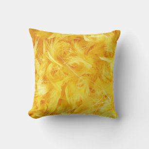 Coussin Plumes Jaunes Brillantes