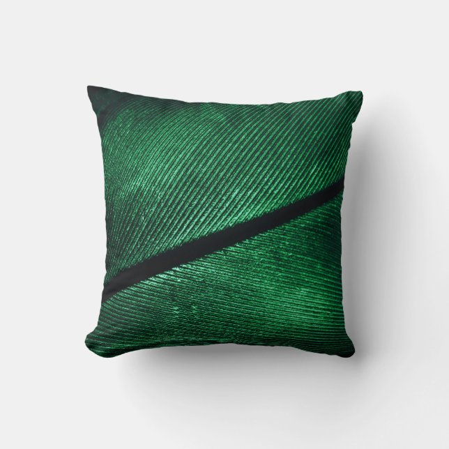 Coussin Plumes Vertes, Belle Texture Motif. (Recto)