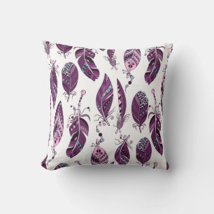 Coussin Plumes violettes : Vintage Ornementale sans joint.