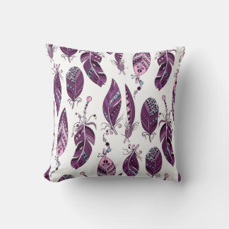 Coussin Plumes violettes : Vintage Ornementale sans joint.