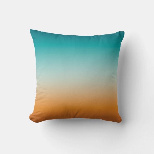 Coussin Plutôt Ombre Sunny Orange & Turquoise Blue Gradien (Recto)