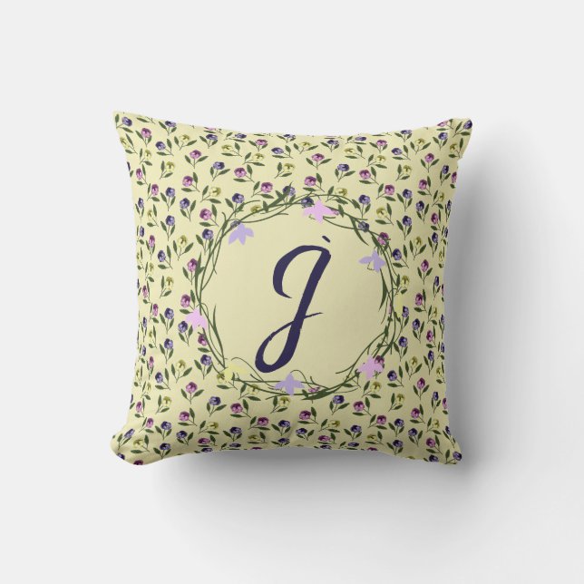 Coussin Plutôt rose et violet et jaune (Recto)