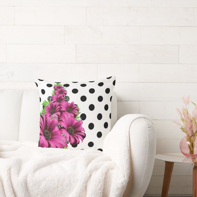 Coussin Plutôt Rose Fleurs Polka Dot (Canapé)