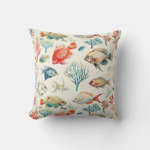 Coussin Plutôt Vintage Inspiré Floral Sea Life Motif