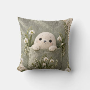 Coussin Poche de Phoque au Style Botanique Brodé de Snowdr