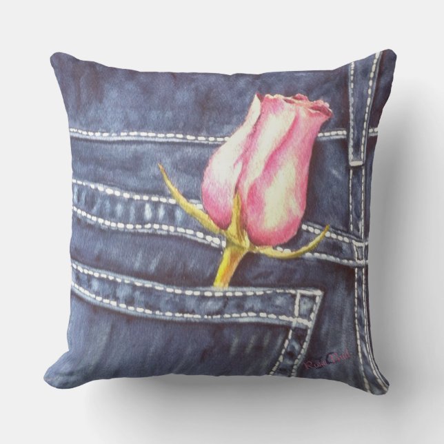 COUSSIN POCHE JEAN BLEUE AVEC PATIO ROSE ROSE ROSE ROSE BO (Recto)
