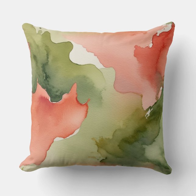 Coussin Poche, Rose et vert Aquarelle texture (Recto)