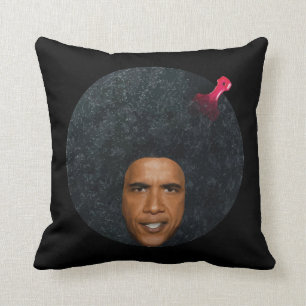 Coussin Pochoir de portrait d'Afro de Barack Obama