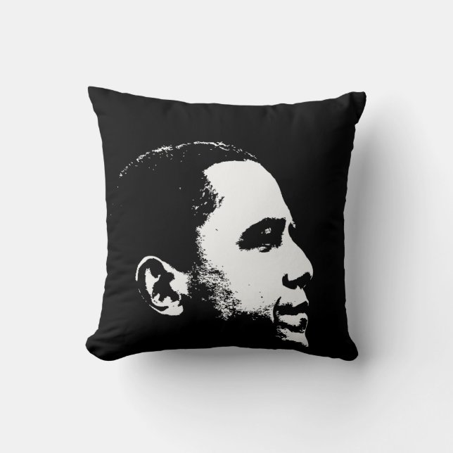 Coussin Pochoir latéral de portrait de Barack Obama (Recto)