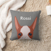 Coussin Podenco customisé face fleur châtaigne gris (Couverture)