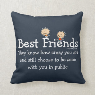 Coussin Poème drôle de meilleurs amis