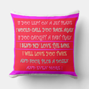 Coussin Poèmes romantiques art pour votre être aimé