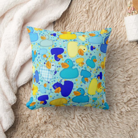 Coussin POIDS-N-POTS-Style-3-Bleu 1 Sq-JAUNE (Couverture)