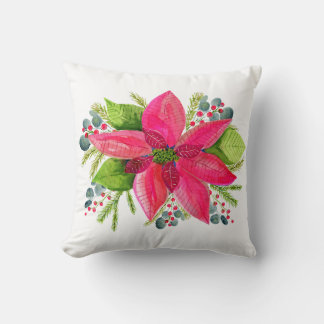 Coussin Poinsettia Christmas Throw Pillow