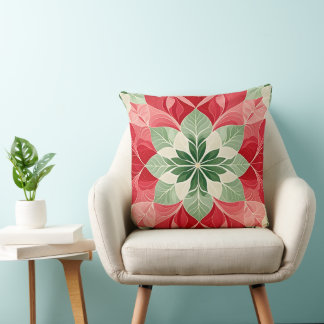 Coussin Poinsettia de Noël Festif