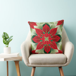 Coussin Poinsettia de Noël Festif