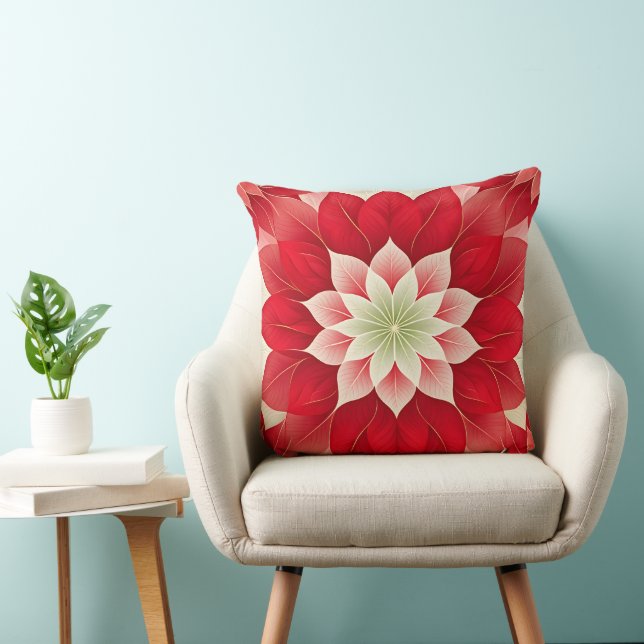 Coussin Poinsettia de Noël  Festif  (Chaise)
