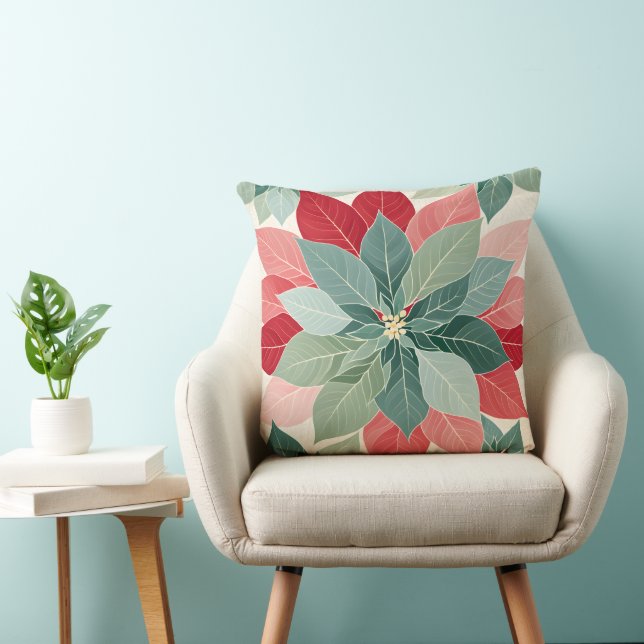 Coussin Poinsettia de Noël  Festif  (Chaise)