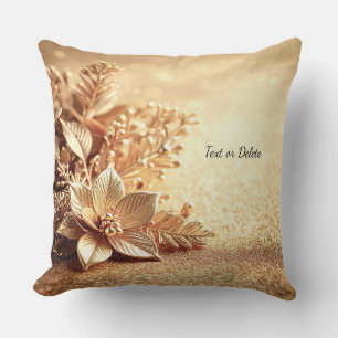 Coussin Poinsettia Doré