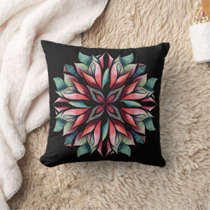 Coussin Poinsettia Noël Floral Élégant Vacances d'hiver