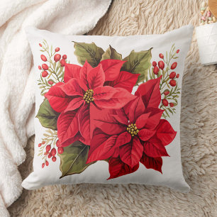 Coussin Poinsettias rouges