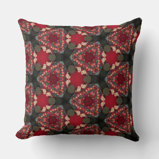 Coussin Poinsietta Trifecta  Abstract Design.ll (Recto)