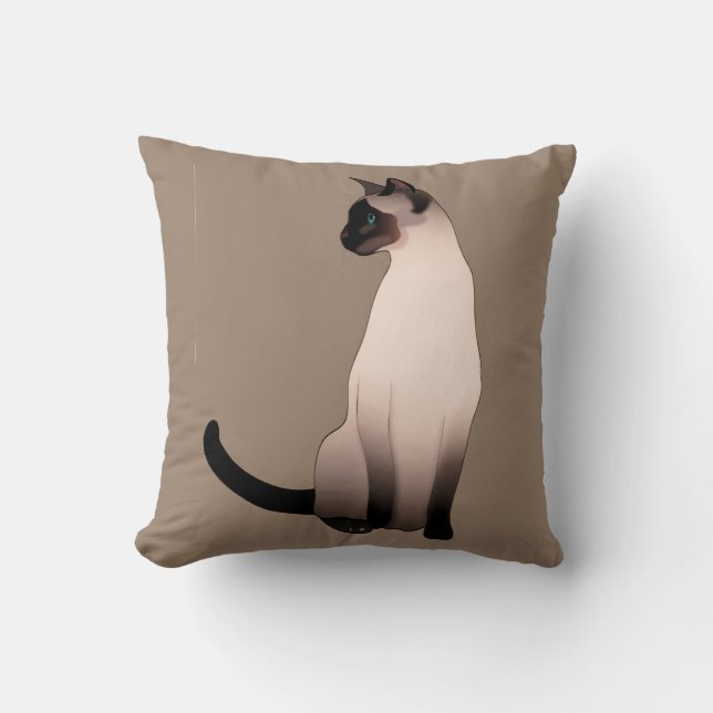 Coussin Point de phoque Chat siamois sur Taupe Tan (Recto)