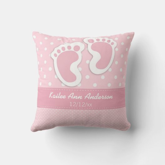 Coussin Point de polka de date de nom de faire-part de (Verso)