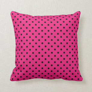 Coussin Point de polka de roses indien et de noir de