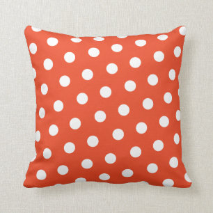 Coussin Point de polka orange rouge