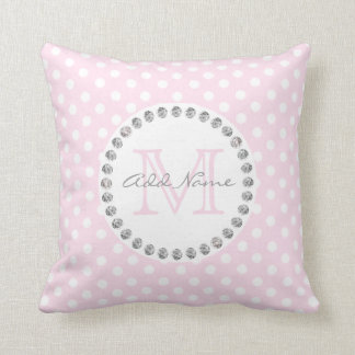 Coussin Point de polka personnalisé unique de roses pâles