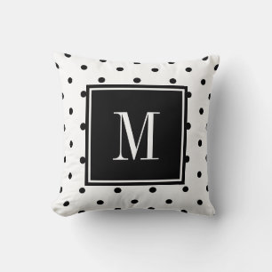 Coussin Point minimum de polka noir et blanc MONOGRAM