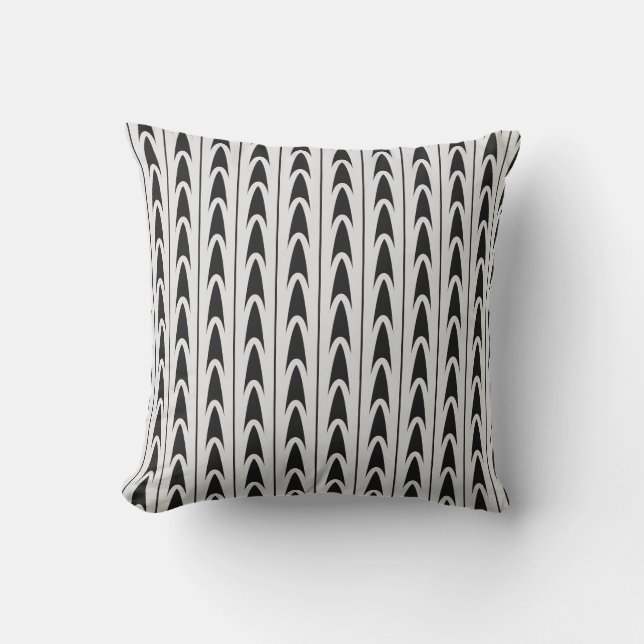 Coussin Pointe de flèche noire moderne avec argenté  (Recto)