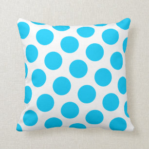 Coussin Pointe Polka bleu blanc et grand Aqua