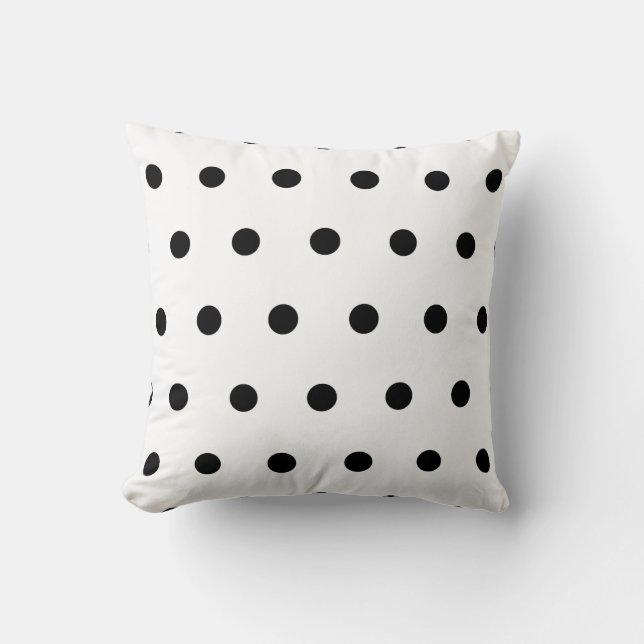 Coussin Pointe Polka noir et blanc (Recto)