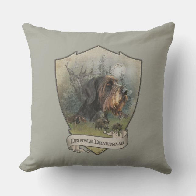 Coussin Pointer à poil dur allemand, chasse au sanglier (Recto)