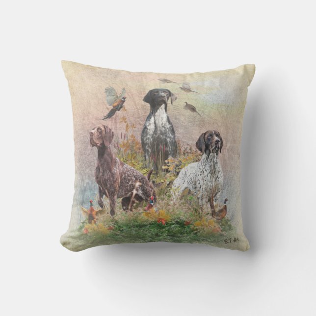 Coussin Pointer allemand à poil court (GSP), un faisan de  (Recto)