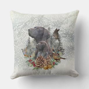 Coussin Pointeur à poils courts allemand en hiver
