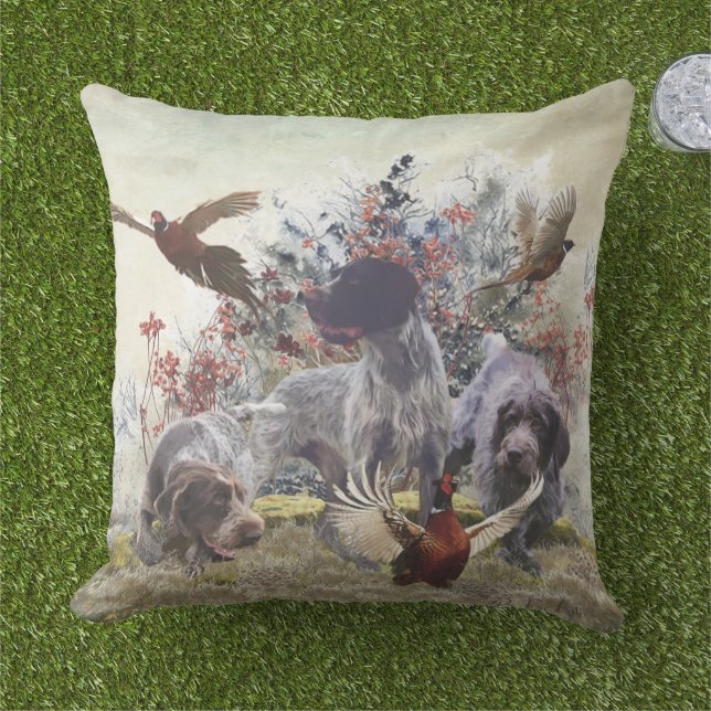 Coussin Pointeur À poils durs allemand (Herbe)